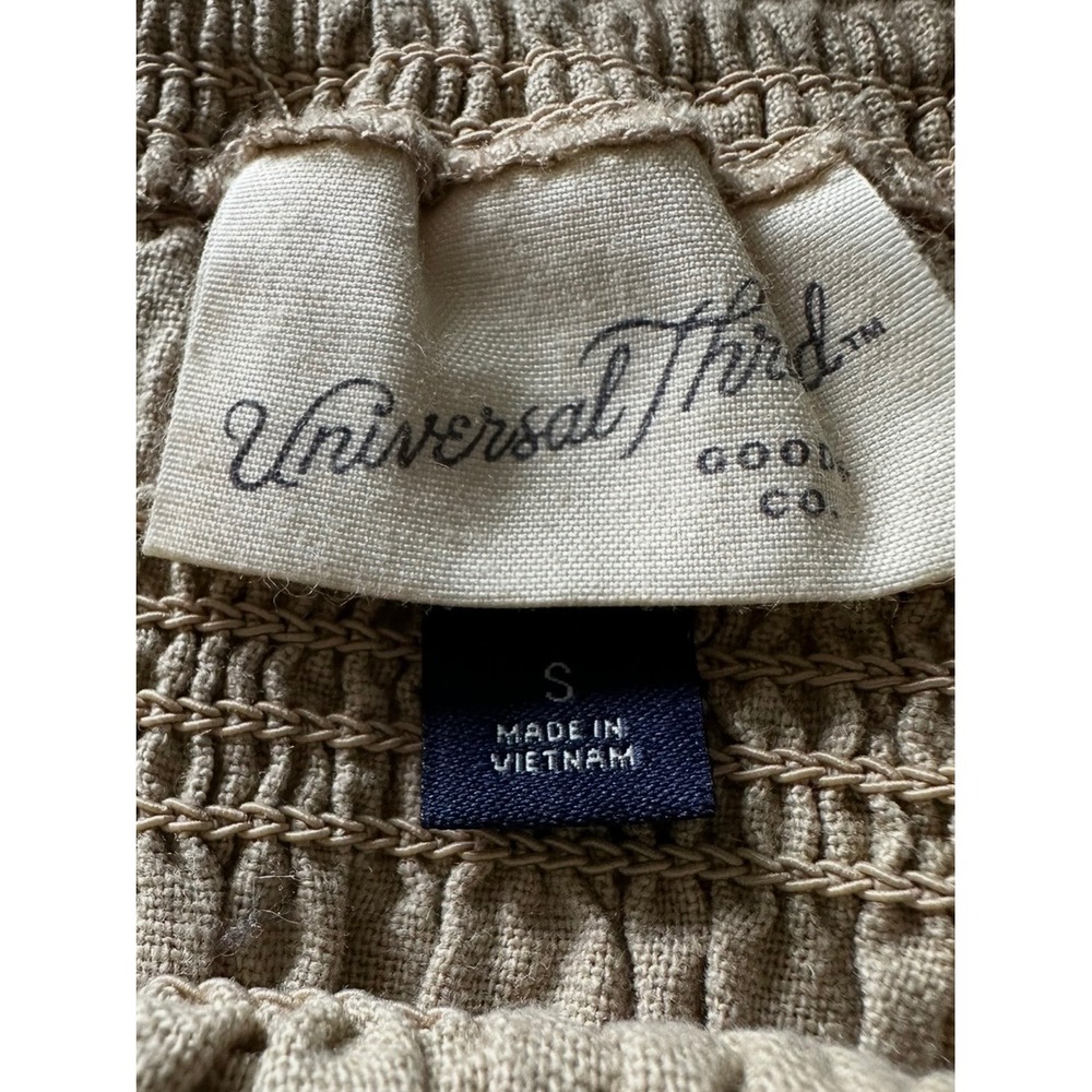 Universal Thread Tan Linen Blend Smocked Mini Sun Dress Pockets Womens Small - Picture 5 of 8